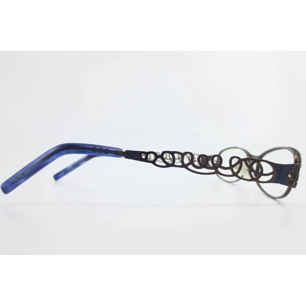 Thalia Sentimiento Eyeglasses Navy Blue Oval Frames Scroll Detail 51-18-135 NV